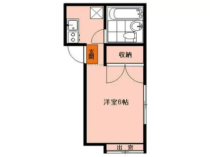 エンゼル藤沢(1K/2階)の間取り写真