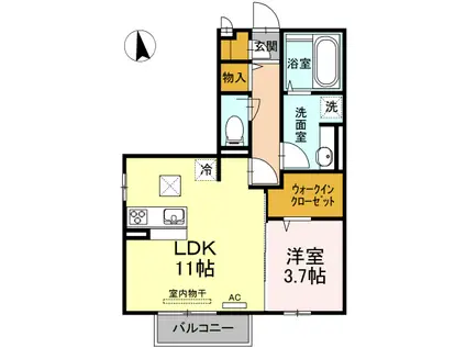 KRANEA(1LDK/1階)の間取り写真