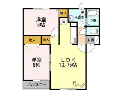 エスタシオンC(2LDK/2階)の間取り写真