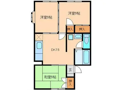 パレーシャル建栄(3DK/1階)の間取り写真