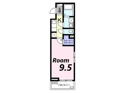 ノース・ロワイヤル(1K/2階)の間取り写真