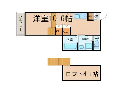 ESTUDIO 南脇(1SK/2階)の間取り写真