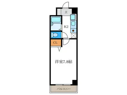 Aフラットタカノ(1K/2階)の間取り写真