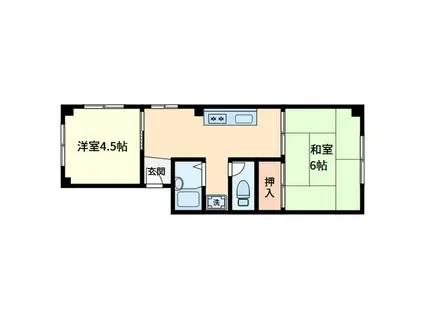 ホワイトヴィラ(2DK/2階)の間取り写真