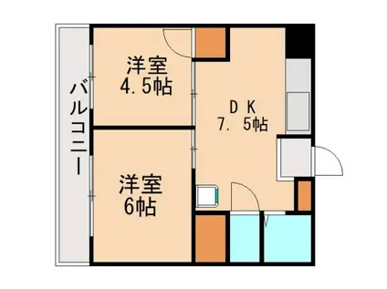 相良コーポ(2DK/2階)の間取り写真