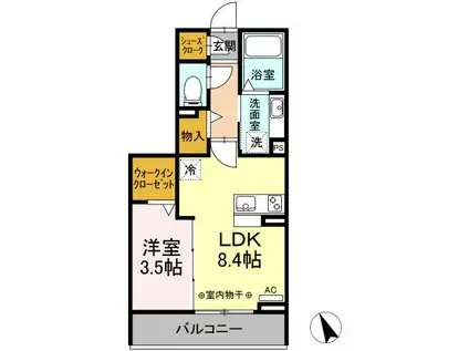 PRATIQUE(1LDK/2階)の間取り写真