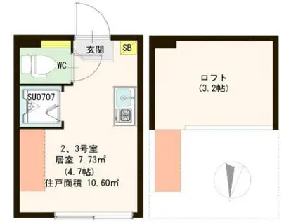 ハーモニーテラス新小岩(ワンルーム/1階)の間取り写真
