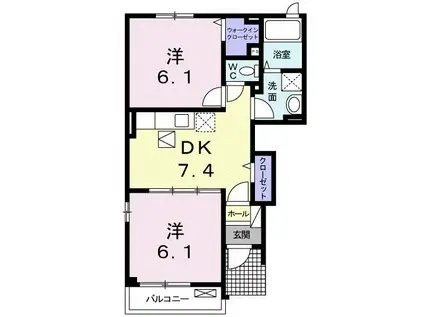 グランシャリオ(2DK/1階)の間取り写真