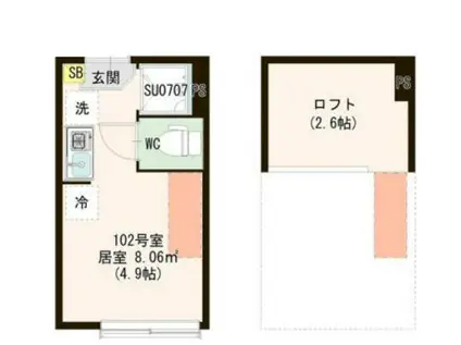 シースカイ平井(ワンルーム/1階)の間取り写真