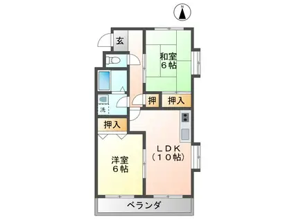 コンフォート21(2DK/2階)の間取り写真