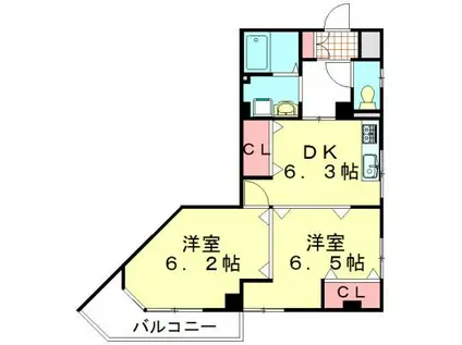 TNアロン(2DK/2階)の間取り写真