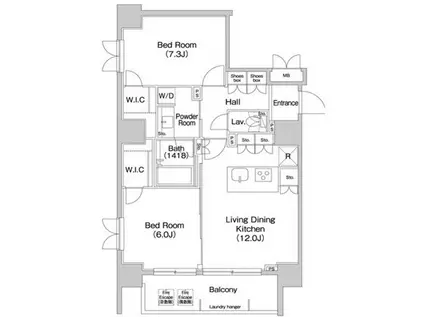 コンフォリア麻布イースト(2LDK/4階)の間取り写真
