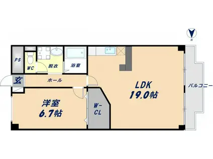 サンプラザ新石切(1LDK/4階)の間取り写真