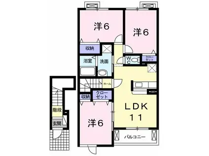 ミルフィーユ B(3LDK/2階)の間取り写真