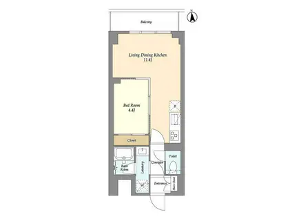 コンフォリア竹ノ塚イースト(1LDK/6階)の間取り写真