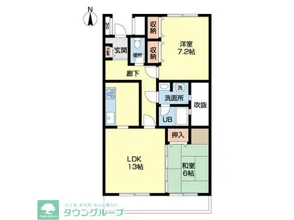 ファミーユ金井(2LDK/1階)の間取り写真