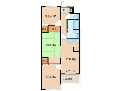 ホイゼルきぬ(3LDK/3階)の間取り写真