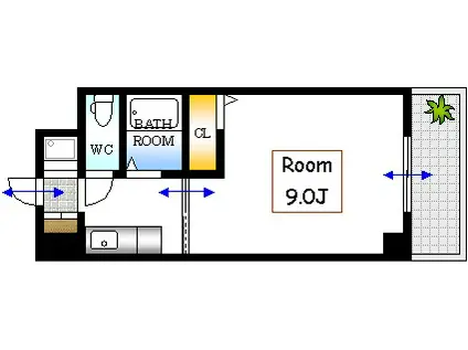 ラフィーネ幟町(1K/2階)の間取り写真