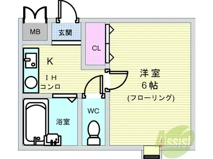 フェニックス豊中Ⅰ(1K/3階)の間取り写真