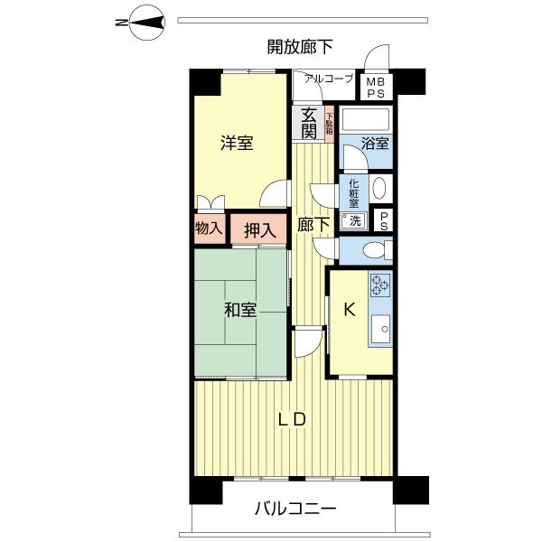 ダイアパレスパークコート新潟(2LDK/4階)の間取り写真