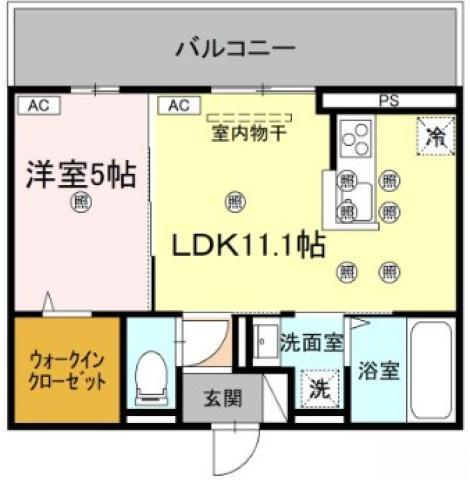 フィオーレガーデン北田宮 C(1LDK/2階)の間取り写真