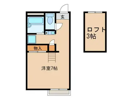 アーバンハイツ下栗II(ワンルーム/2階)の間取り写真