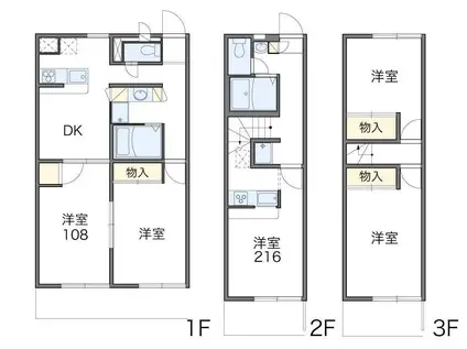 レオパレスグリーンウッドII(2DK/2階)の間取り写真