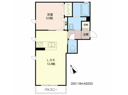 シャーメゾン日ノ出 (1LDK/2階)の間取り写真