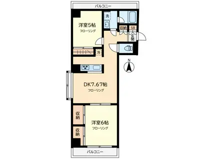 碑文谷パークハウス(2DK/3階)の間取り写真