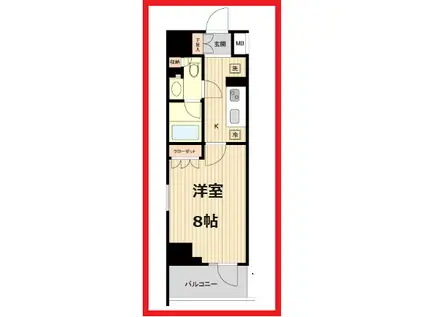 エイチエフ両国レジデンス(1K/9階)の間取り写真