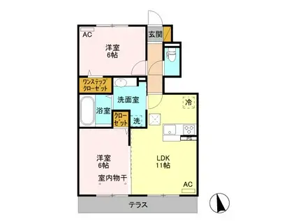 D-ROOM PORTE(2LDK/1階)の間取り写真