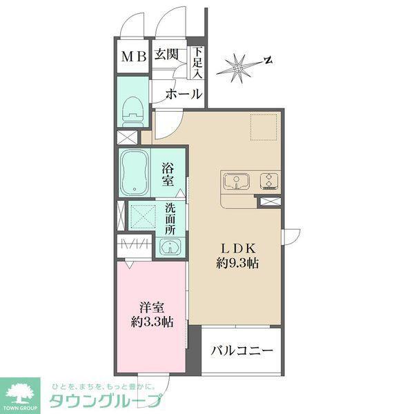 LA PERLA 桜新町(1LDK/3階)の間取り写真