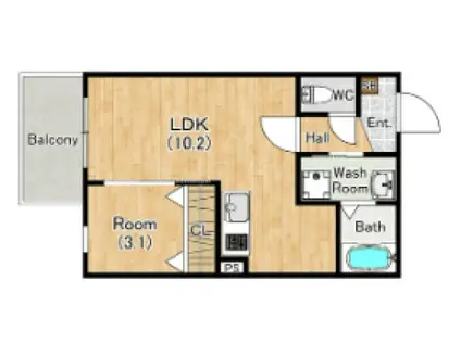 プライムコート伏見醍醐(1LDK/2階)の間取り写真