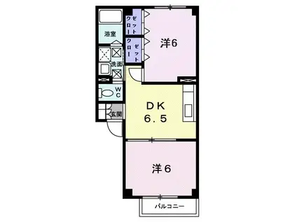 ビーズ・ガーデン II(2DK/1階)の間取り写真