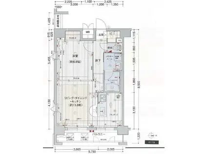 プレサンス本町リアルシティ(1LDK/12階)の間取り写真
