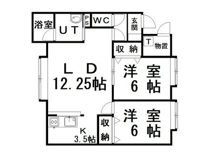 ハスコート大町(2LDK/2階)の間取り写真