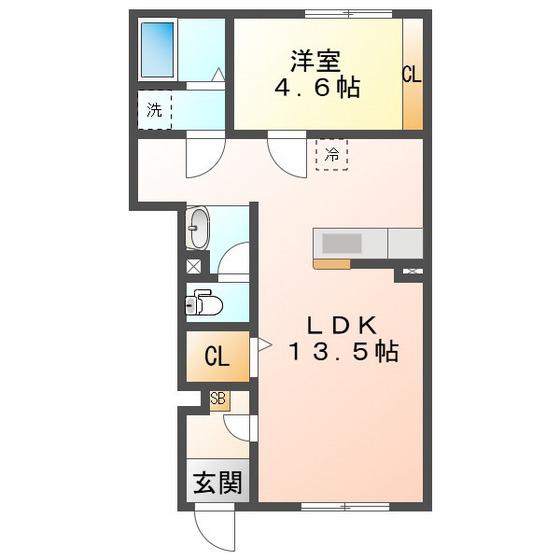 四日市市小杉町アパート(1LDK/1階)の間取り写真