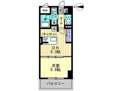 アルファレガロ中央町(1DK/6階)の間取り写真