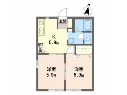 コーポシャイニング(2DK/1階)の間取り写真