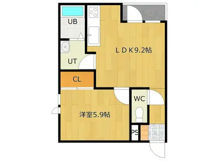 R.MATERIAII(1DK/3階)の間取り写真