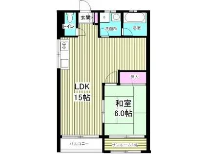 鎌倉ハイツ(1LDK/2階)の間取り写真