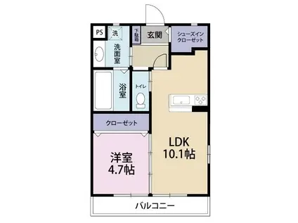 FELSEN(1LDK/3階)の間取り写真