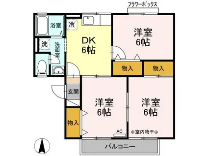 レーベンハイム(3DK/1階)の間取り写真