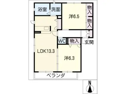 パストラル(2LDK/2階)の間取り写真
