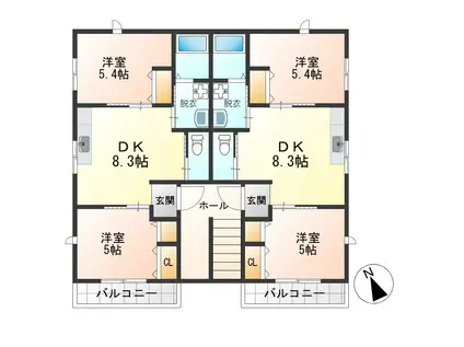 GRAIN HOUSE(2DK/2階)の間取り写真