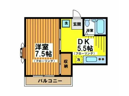 メゾンウエルストンIV(1DK/2階)の間取り写真