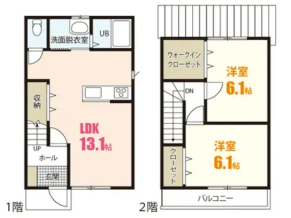 リトルWV(2LDK/1階)の間取り写真