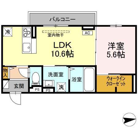 RESUA向中野 C棟(1LDK/2階)の間取り写真