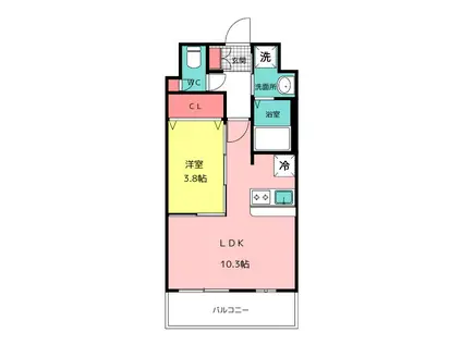 エンクレスト博多EXCEED(1LDK/9階)の間取り写真