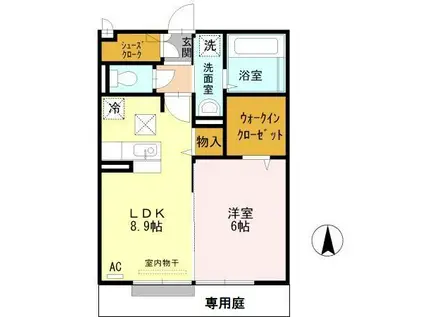 オネスティ(1LDK/1階)の間取り写真